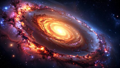 Colorful spiral galaxy in deep space