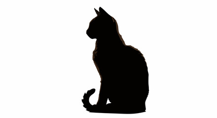 Vector Silhouette SVG Icon of Cat with Minimalist Line Art Style in Black for Web and Digital Design