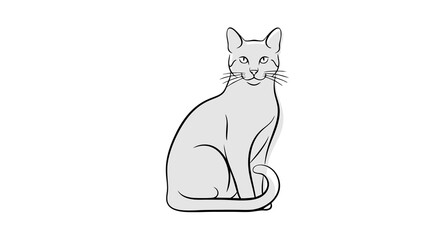 Minimalist Vector SVG Illustration of Cat with Elegant Line Art Style Featuring Monochrome Gray Color Scheme for Web and Digital Design