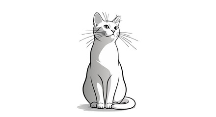 Minimalist Vector SVG Illustration of a Sitting Cat in Monochrome Style for Web and Digital Media
