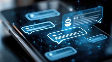 glowing messages on smartphone screen