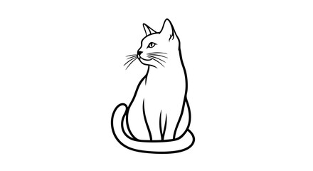 Vector Minimalist Line Art SVG Illustration of a Cat with Elegant Silhouette in Black and White Geometric Style for Digital Design