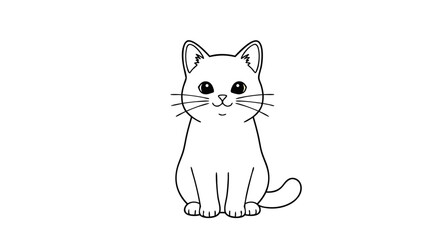 Vector Minimalist Line Art SVG Illustration of Cute Cat in Flat Design Style with Black and White Colors for Digital and Web Applications