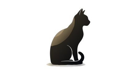 Minimalist Vector SVG Illustration of a Sitting Cat in Black and Beige Flat Design