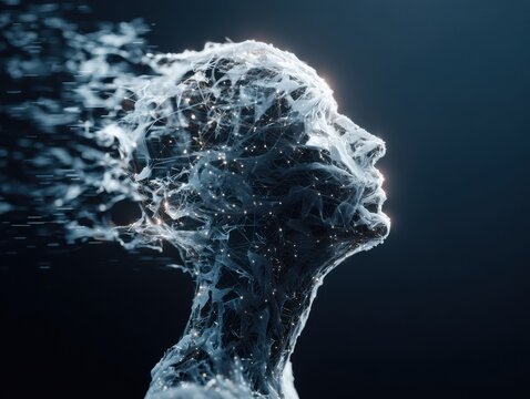 digital head dissolving into data