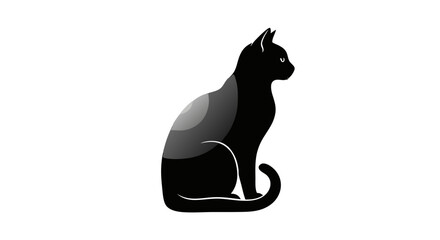 Vector Minimalist Black and Gray SVG Icon of Sitting Cat in Flat Geometric Style for Web and Digital Design