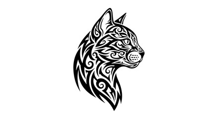Vector Line Art SVG Illustration of a Tribal Wolf Head in Monochrome Black and White Geometric Style for Digital Art and Tattoo Design