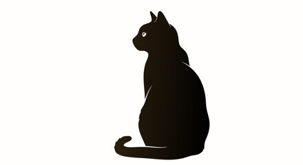 Minimalist Vector SVG Illustration of Sitting Cat Silhouette in Black Line Art Style for Web and Digital Design