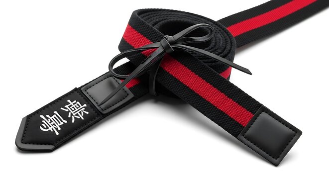 Black Red Martial Arts Belt. - Powered by Adobe