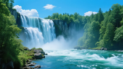 Fototapeta premium Magnificent Detian Transnational Waterfall in Summer, Natural Landscape Background