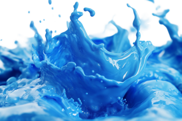 Softly blended blue watercolor splash in dynamic motion isolated on transparent background