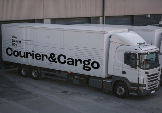 Courier Truck Mockup for Logistics Branding