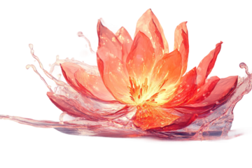 Radiant glowing flower petals in dynamic burst isolated on transparent background
