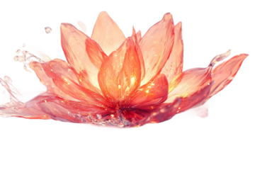 Magical burst of softly glowing floral petals isolated on transparent background