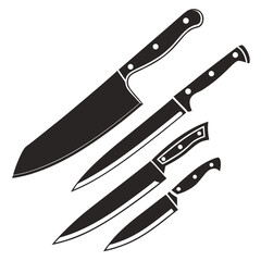 Kitchen knives set varied sizes cooking cutlery