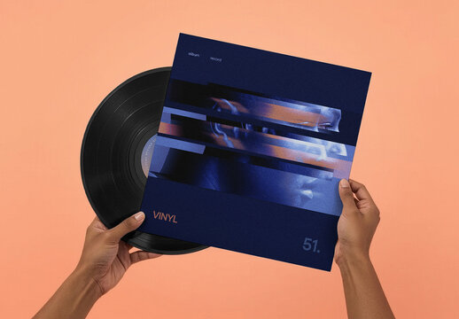Vinyl Record Mockup with Model