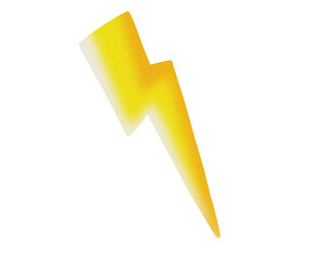 Bright yellow lightning bolt gradient with sharp glowing edges. Abstract retro cutout electric shape with neon energy aura on transparent background.