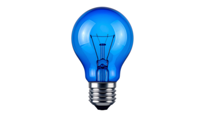 blue light bulb isolated on transparent background
