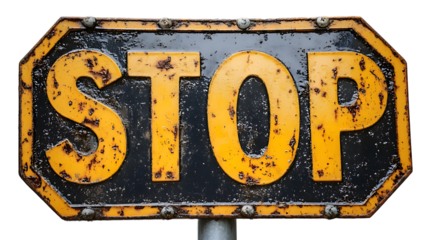 Gold and yellow road closed signs are displayed as a concept of a country's border control