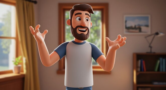 Cartoon man expressing joy