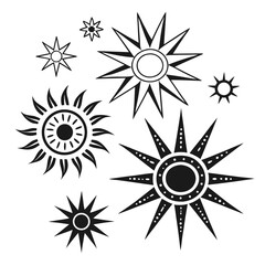 Sunburst and starburst shapes radial celestial