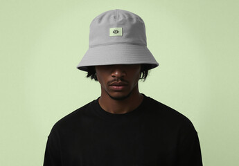 Bucket Hat with Model Mockup