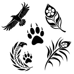 Tribal eagle paw print feather designs tattoo
