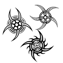 Tribal tattoo swirl designs black ink vector