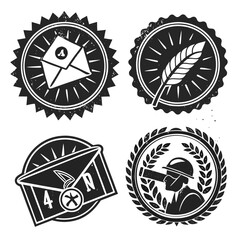 Vintage grunge emblems with postal and industrial themes