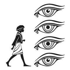 Walking figure abstract eyes symbol silhouette