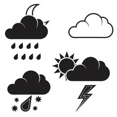Weather icons moon rain sun storm lightning cloud