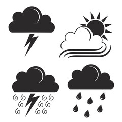 Weather icons storm sun rain wind vector