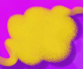 Bright yellow and pink spray cloud gradient with soft glowing diffusion. Abstract colorful shape cutout with retro dreamy vibe
