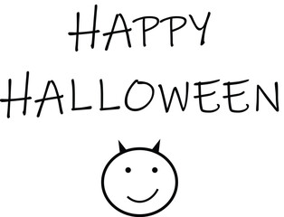 Happy Halloween Typography with Devil Smiley Face