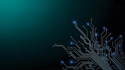 Abstract glowing circuit board technology background with teal gradient and digital glow