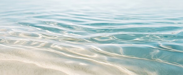 The Water In A Shallow Turquoise Sea Over Sunlit Sandy Ocean Floor With Ripples