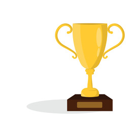 Golden trophy cup award isolated on white background