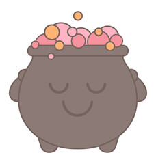 Kawaii Witch's Cauldron PNG - Kid's Halloween Clipart