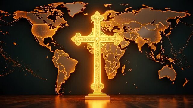 Stunning 4K Video: Golden Cross Illuminates Global Faith, Christianity's Impact on the World, Hope, and Spiritual Connection