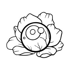 mystical Halloween eyeball rose outline drawing