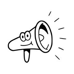 cartoon character of a speaker with eyes and an ear