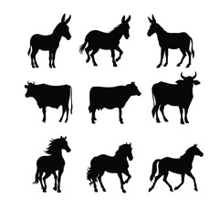 animals silhouette on whit background 