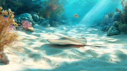 Fototapeta premium Spotted rays on the sandy seabed