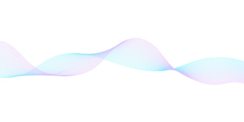 Abstract wave line pattern with gradient lines on transparent background. Undulate light pink and blue Wave Swirl, frequency sound wave, twisted curve lines with blend.