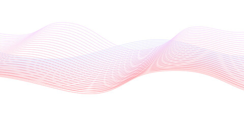 Abstract wave line pattern with gradient lines on transparent background. Undulate light pink and blue Wave Swirl, frequency sound wave, twisted curve lines with blend.