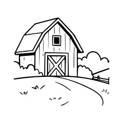 rural countryside barn with bushes and road © Zen20