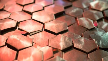 Close-up of a metallic honeycomb pattern
