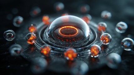 glowing orb and glass spheres