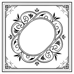 Vintage Ornamental Oval Frame – Decorative Square Border Design