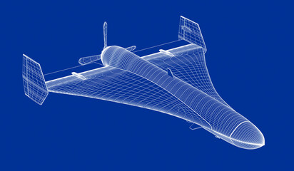 3D wire-frame model of military surveillance drone